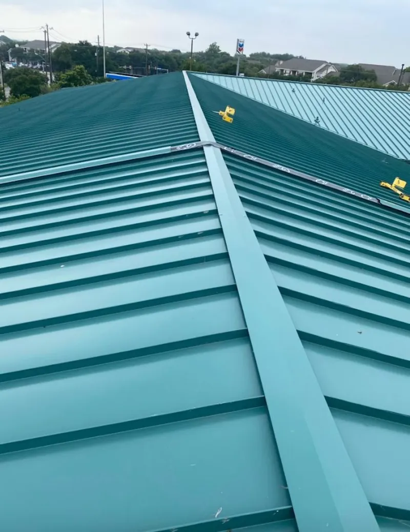 Green commercial metal roof ridge and valley for Metal Roof Repair in Eagle Mountain